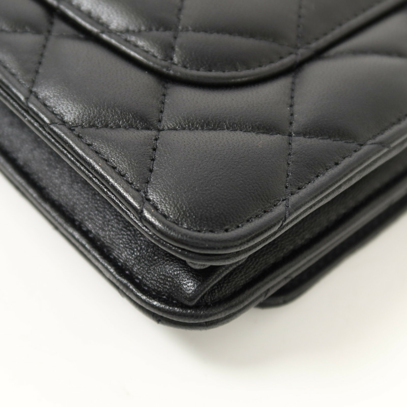 CHANEL 羊皮皮革WOC Wallet On Chain金扣鏈帶肩背袋-14