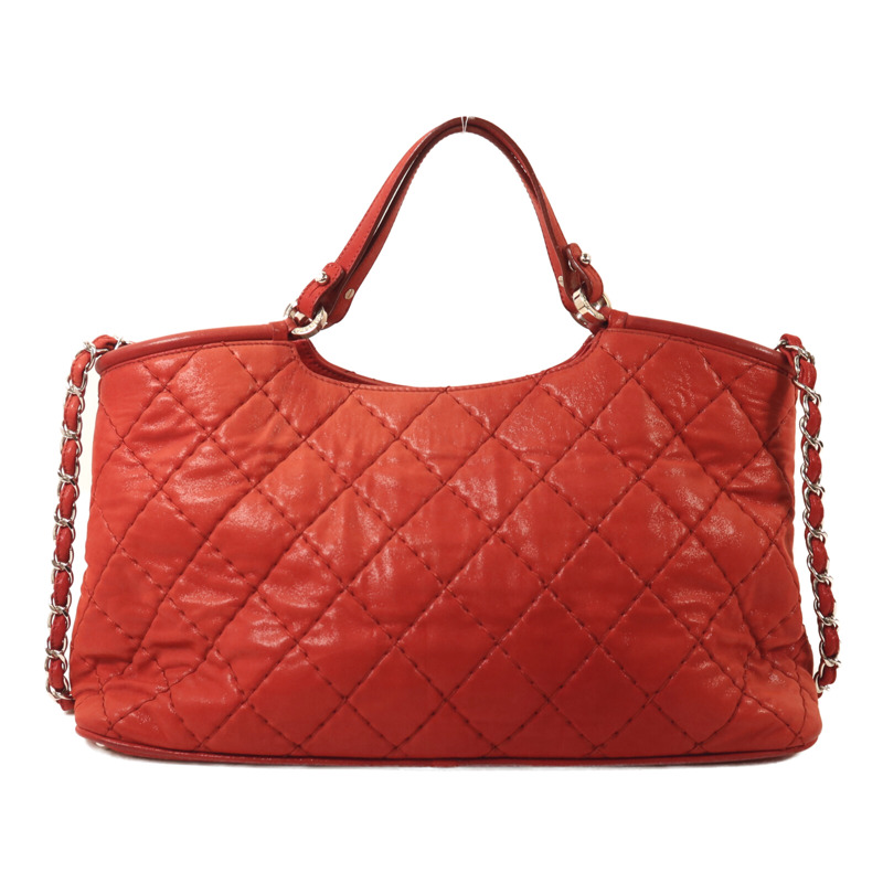 CHANEL 牛皮皮革Shoulder Bag銀扣鏈帶手挽肩背兩用袋-1