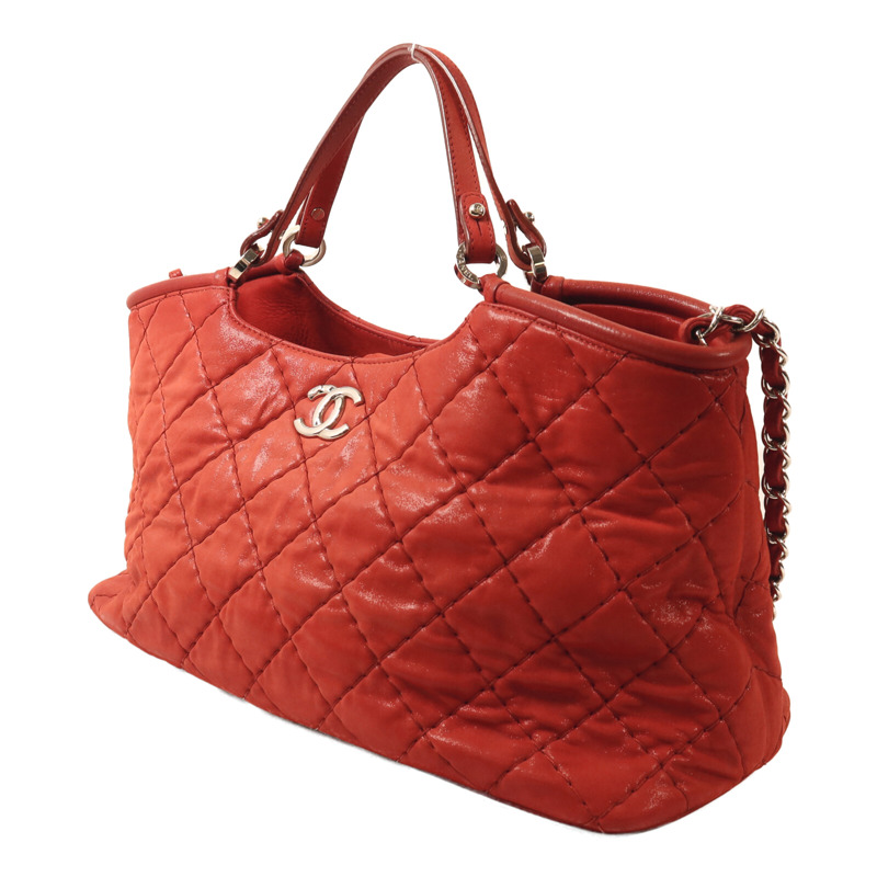 CHANEL 牛皮皮革Shoulder Bag銀扣鏈帶手挽肩背兩用袋-2