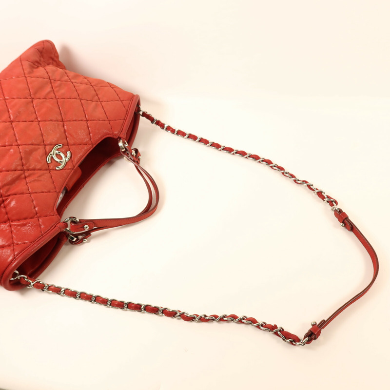 CHANEL 牛皮皮革Shoulder Bag銀扣鏈帶手挽肩背兩用袋-7
