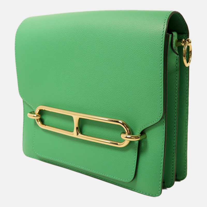 HERMES Evercolor皮革Roulis 23金扣肩背袋Menthe-2
