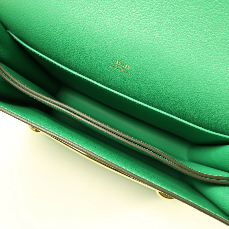 HERMES Evercolor皮革Roulis 23金扣肩背袋Menthe-4