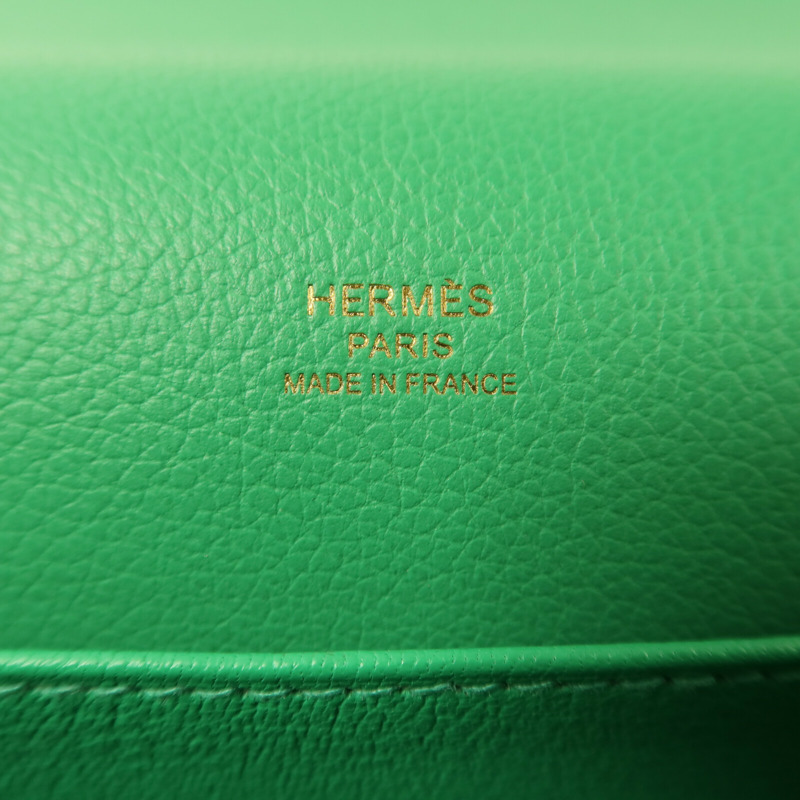 HERMES Evercolor皮革Roulis 23金扣肩背袋Menthe-5