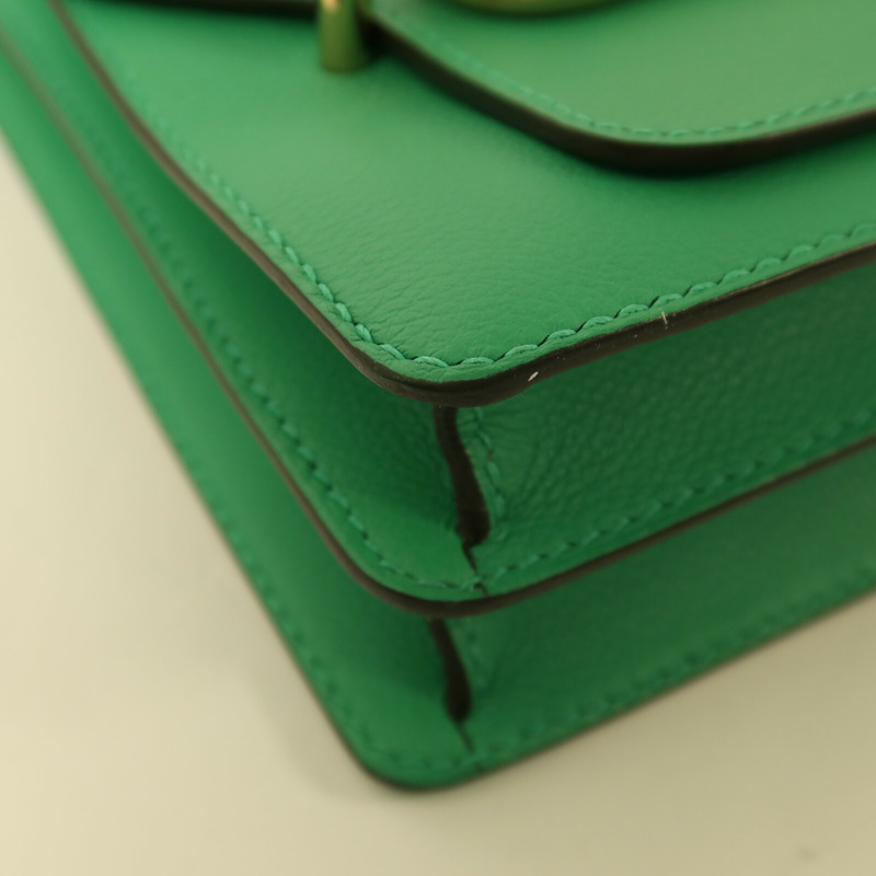HERMES Evercolor皮革Roulis 23金扣肩背袋Menthe-9