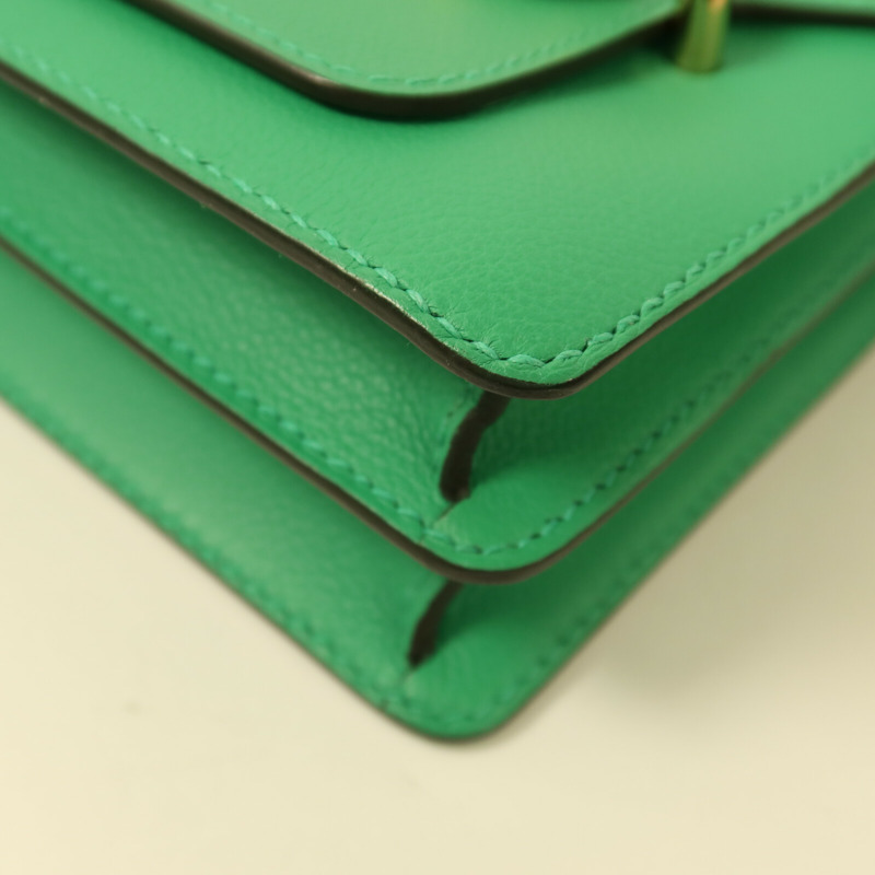 HERMES Evercolor皮革Roulis 23金扣肩背袋Menthe-10
