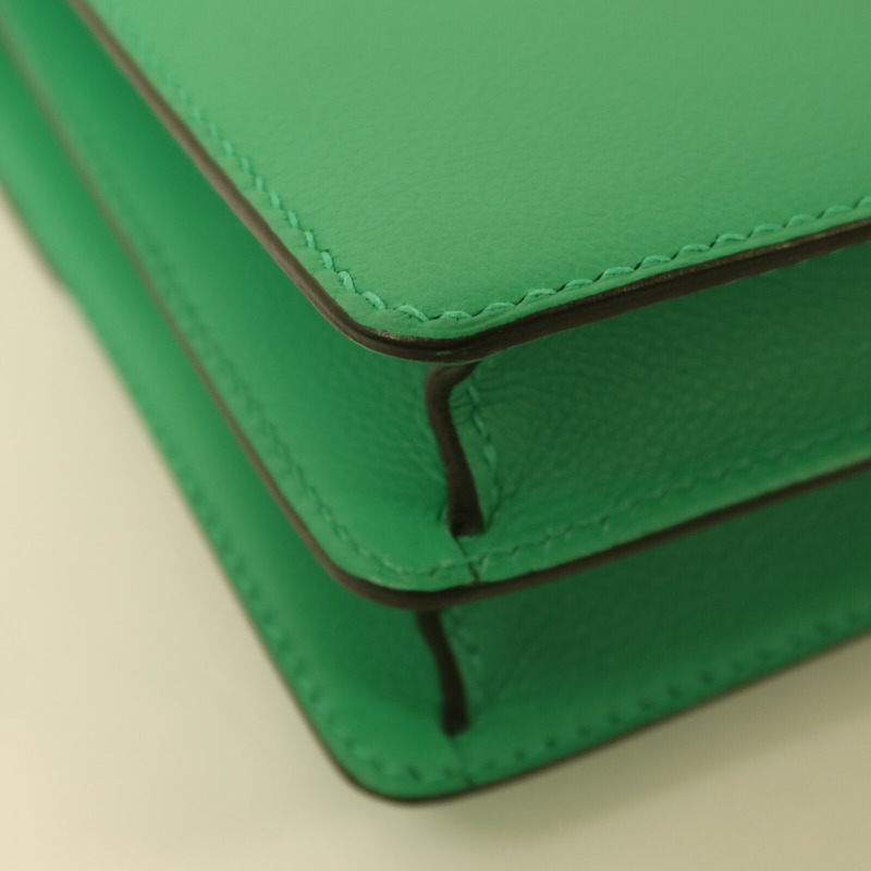 HERMES Evercolor皮革Roulis 23金扣肩背袋Menthe-11
