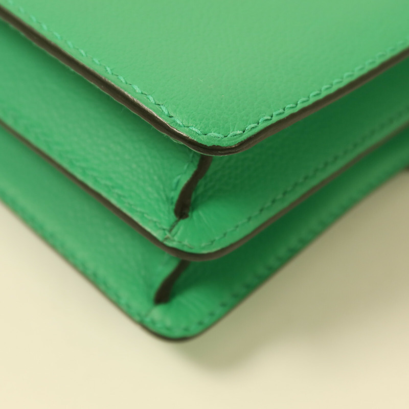 HERMES Evercolor皮革Roulis 23金扣肩背袋Menthe-12