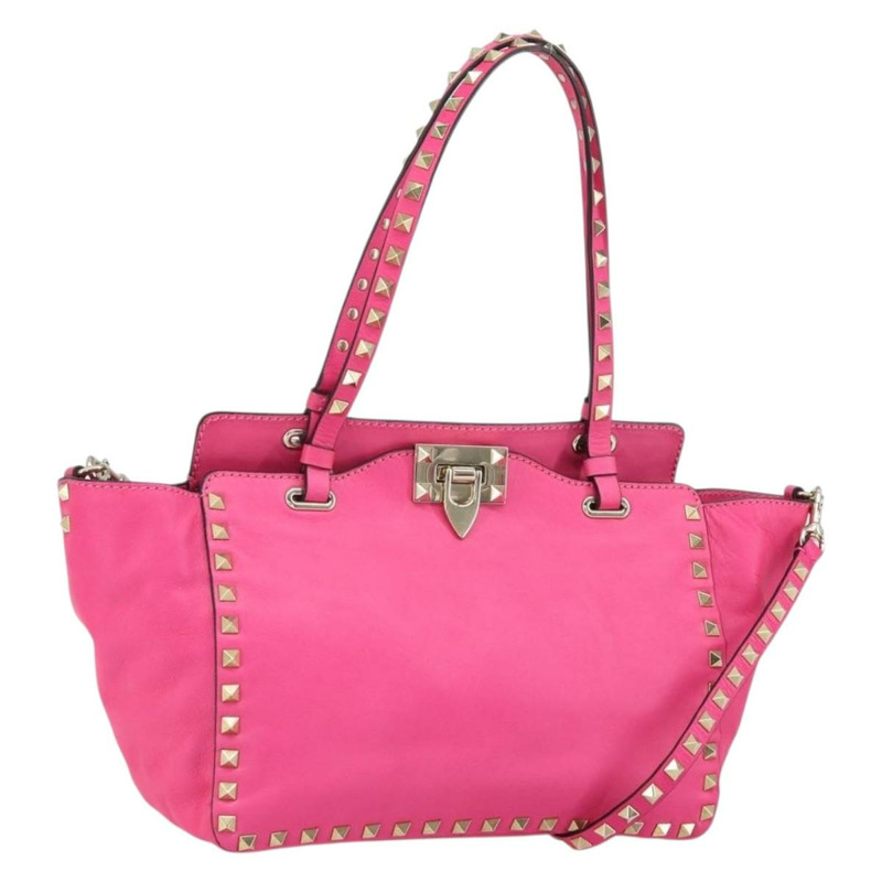 【日本直送】華倫天奴 (VALENTINO) 鉚釘手提包 皮革 2way 粉金配色 正品 BA9568V-0