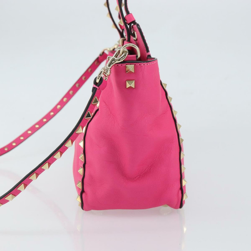 【日本直送】華倫天奴 (VALENTINO) 鉚釘手提包 皮革 2way 粉金配色 正品 BA9568V-2