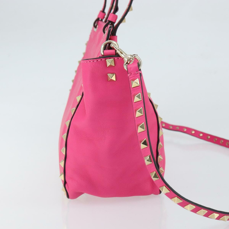 【日本直送】華倫天奴 (VALENTINO) 鉚釘手提包 皮革 2way 粉金配色 正品 BA9568V-3