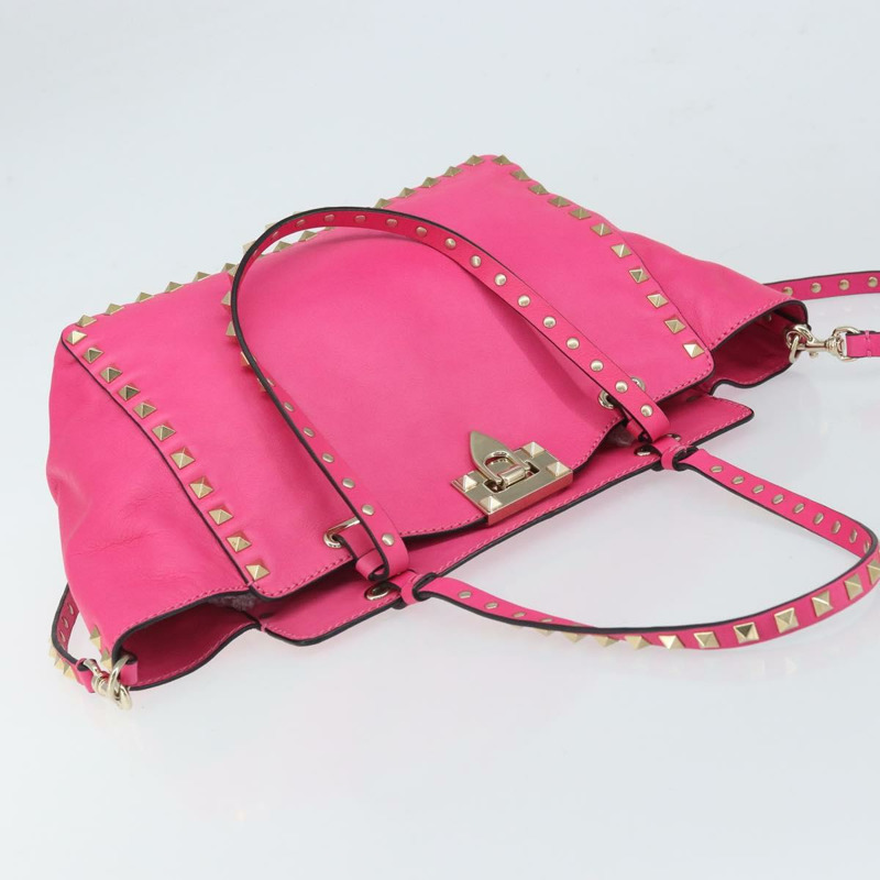 【日本直送】華倫天奴 (VALENTINO) 鉚釘手提包 皮革 2way 粉金配色 正品 BA9568V-5