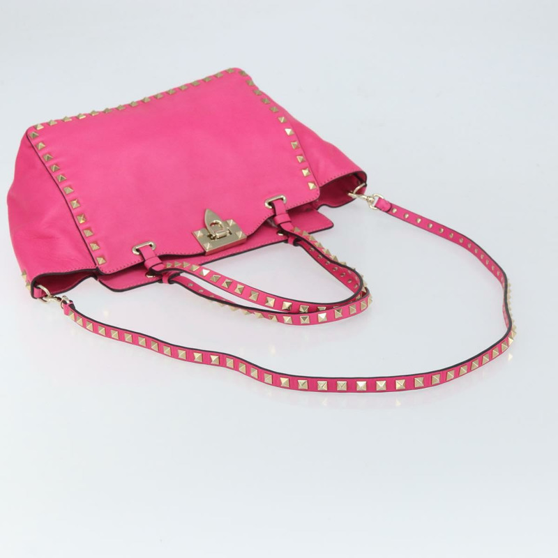 【日本直送】華倫天奴 (VALENTINO) 鉚釘手提包 皮革 2way 粉金配色 正品 BA9568V-8