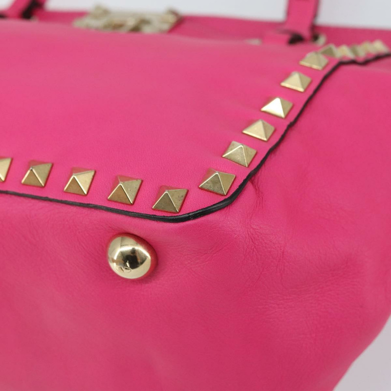 【日本直送】華倫天奴 (VALENTINO) 鉚釘手提包 皮革 2way 粉金配色 正品 BA9568V-9