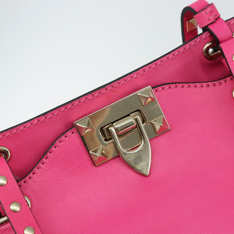 【日本直送】華倫天奴 (VALENTINO) 鉚釘手提包 皮革 2way 粉金配色 正品 BA9568V-18