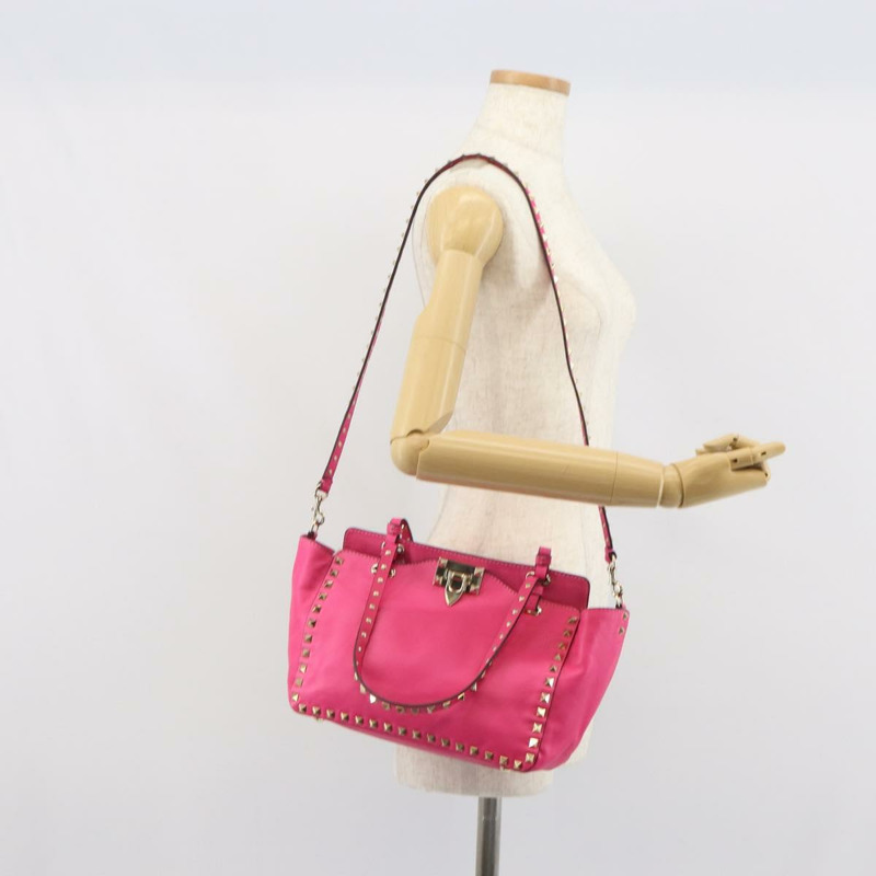 【日本直送】華倫天奴 (VALENTINO) 鉚釘手提包 皮革 2way 粉金配色 正品 BA9568V-24