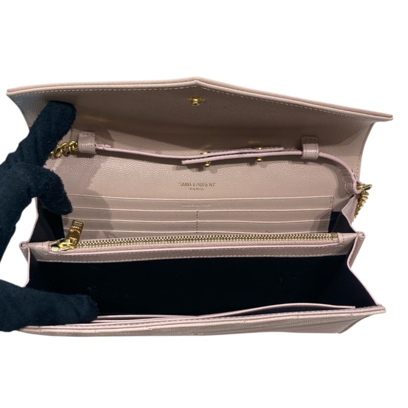 SAINT LAURENT 聖羅蘭 LULU WOC 側背包 淺粉色 皮革 金釦-11