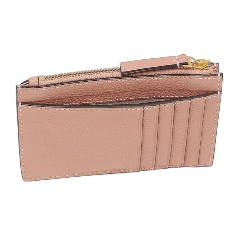 【TORY BURCH】簍空雙T LOGO卡夾零錢包-粉紅色-1