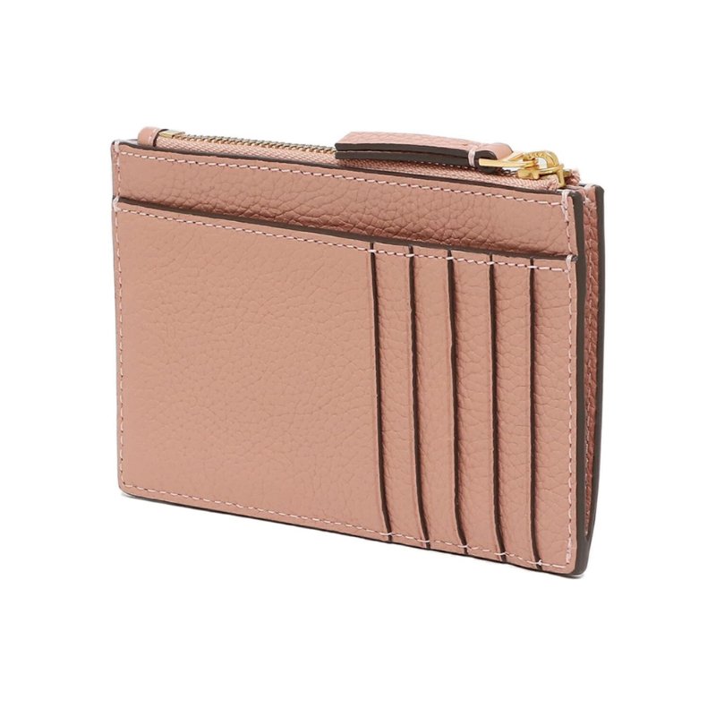 【TORY BURCH】簍空雙T LOGO卡夾零錢包-粉紅色-2