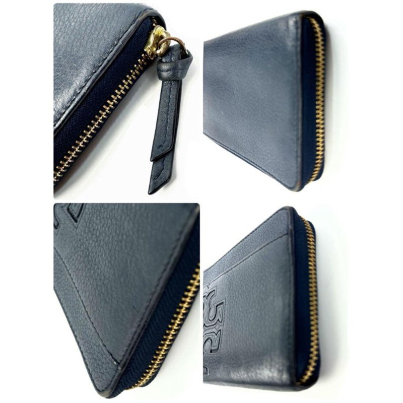【TORY BURCH】雙T-LOGO素面拉鍊長夾-深藍-1