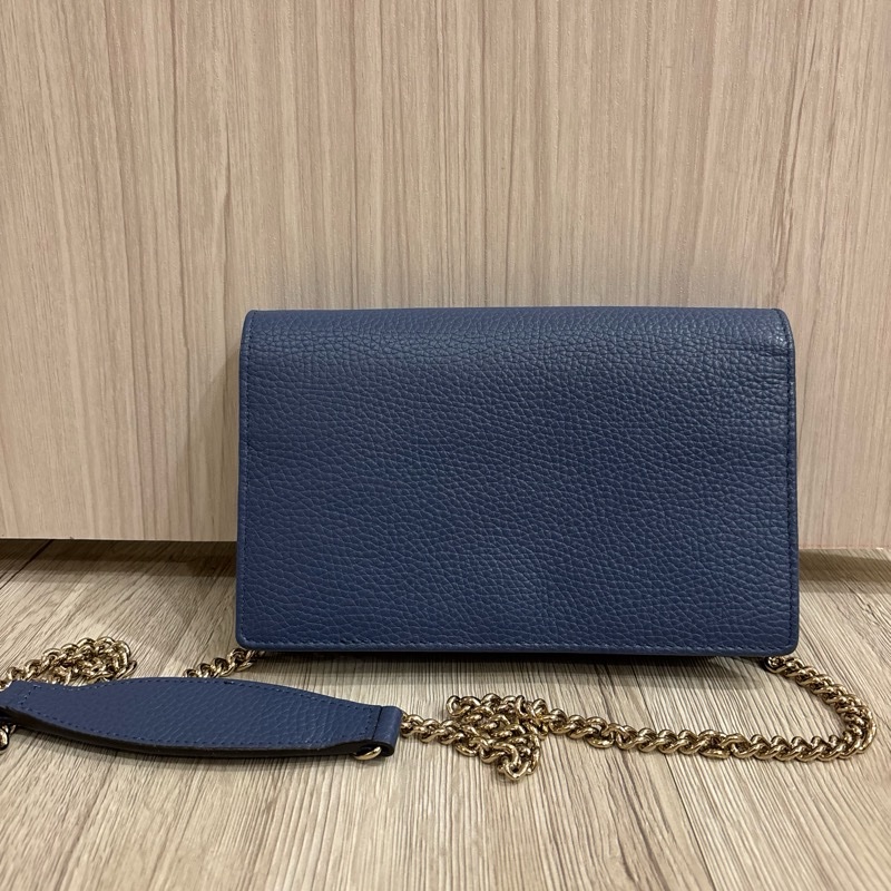 Gucci經典款荔枝紋牛皮，藍色woc-2