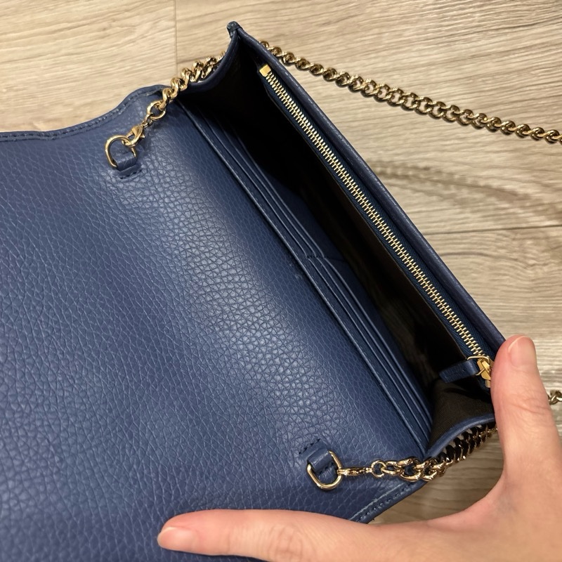 Gucci經典款荔枝紋牛皮，藍色woc-11