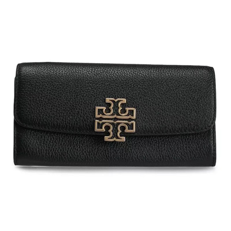 【TORY BURCH】簍空雙T-LOGO釦式長夾-黑色-0