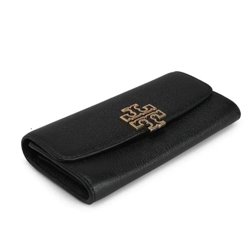 【TORY BURCH】簍空雙T-LOGO釦式長夾-黑色-2