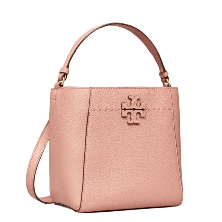【TORY BURCH】荔枝皮革素色托特包/兩用包-粉-2