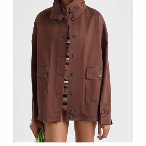 Prada 女士 復古華達呢棉質襯衫夾克IT-36 IT-38 IT-40 IT-42 IT-44碼模特身高177CM，穿著38碼