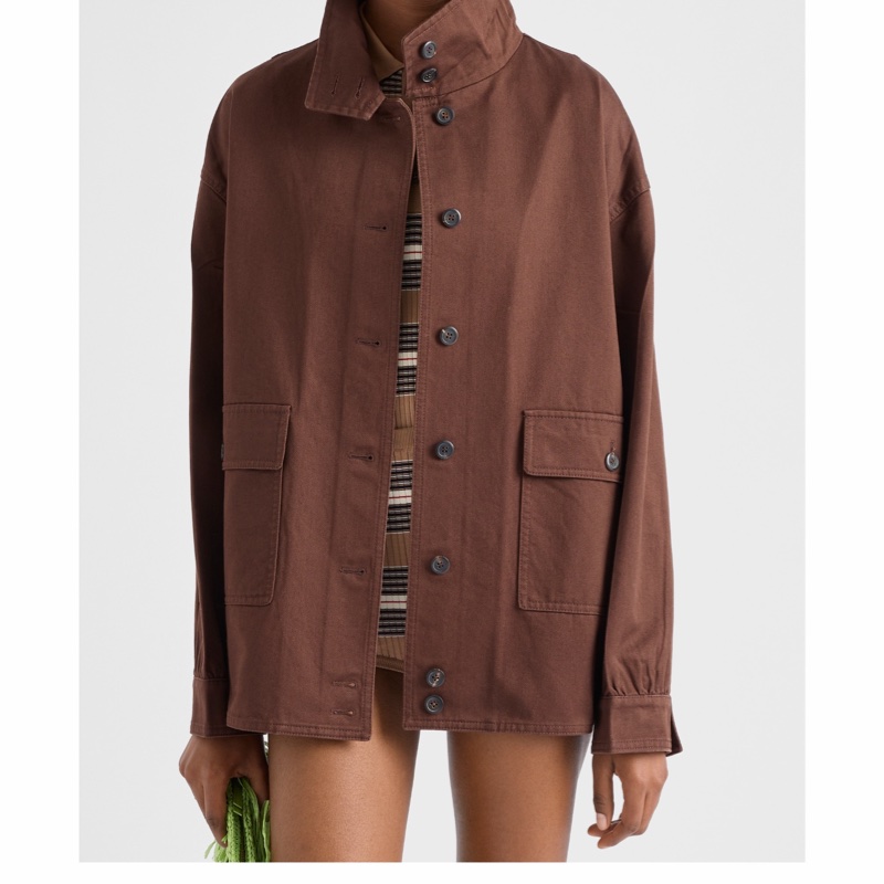 Prada 女士 復古華達呢棉質襯衫夾克IT-36 IT-38 IT-40 IT-42 IT-44碼模特身高177CM,穿著38碼-0