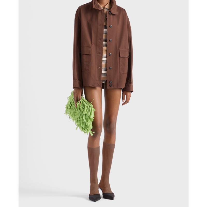 Prada 女士 復古華達呢棉質襯衫夾克IT-36 IT-38 IT-40 IT-42 IT-44碼模特身高177CM,穿著38碼-4