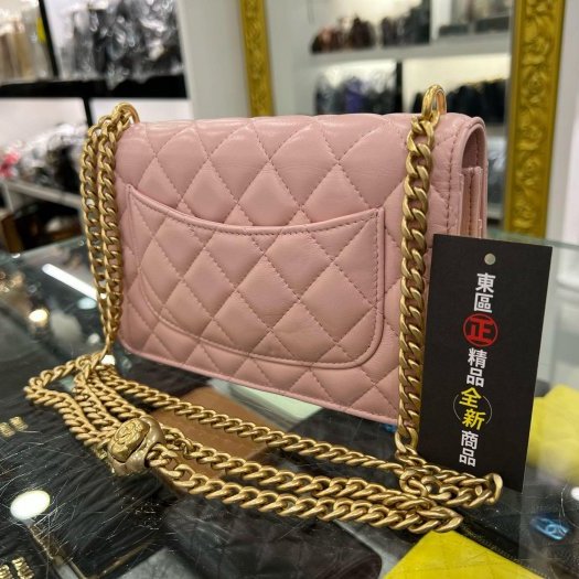 東區正精品㊣CHANEL AP3297 WOC 全新香奈兒粉紅色小羊皮山茶花調節鏈金球金釦 肩背包晚宴包斜背包 RZ6214-8