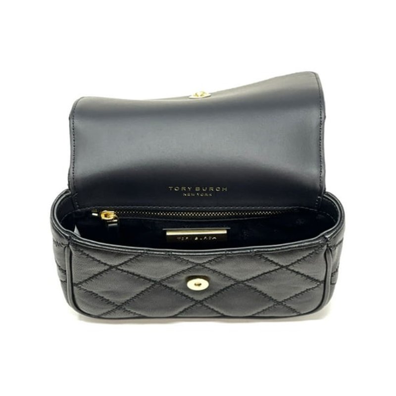 【TORY BURCH】菱格紋腰包/側背兩用鍊包-黑色-2