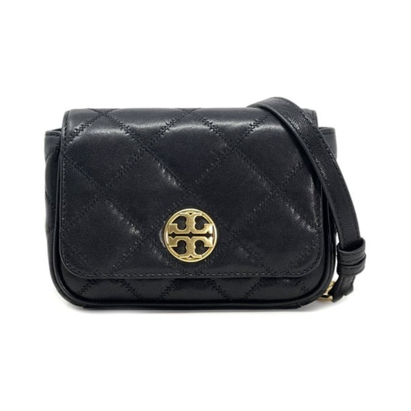 【TORY BURCH】菱格紋腰包/側背兩用鍊包-黑色-4