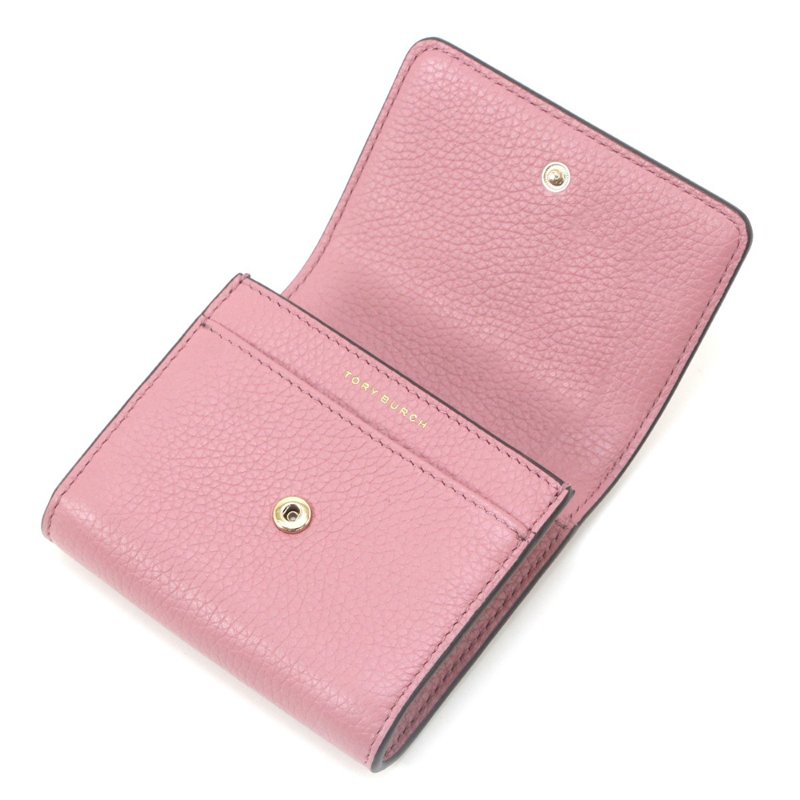 【TORY BURCH】素面皮革短夾-玫瑰粉-2