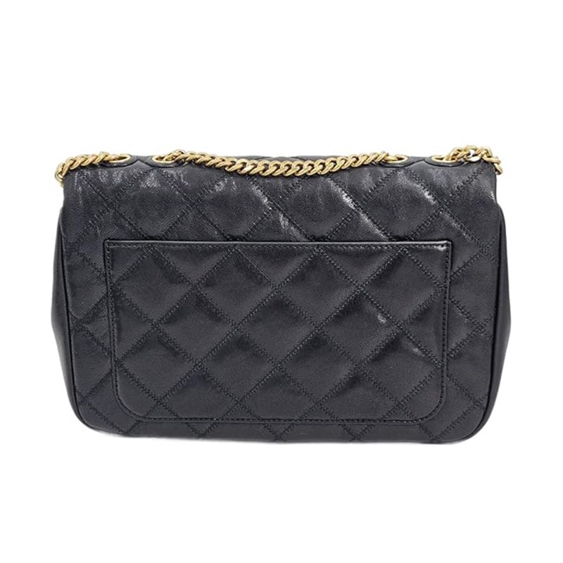 【TORY BURCH】菱格紋黑金鏈帶側背包-黑色-1