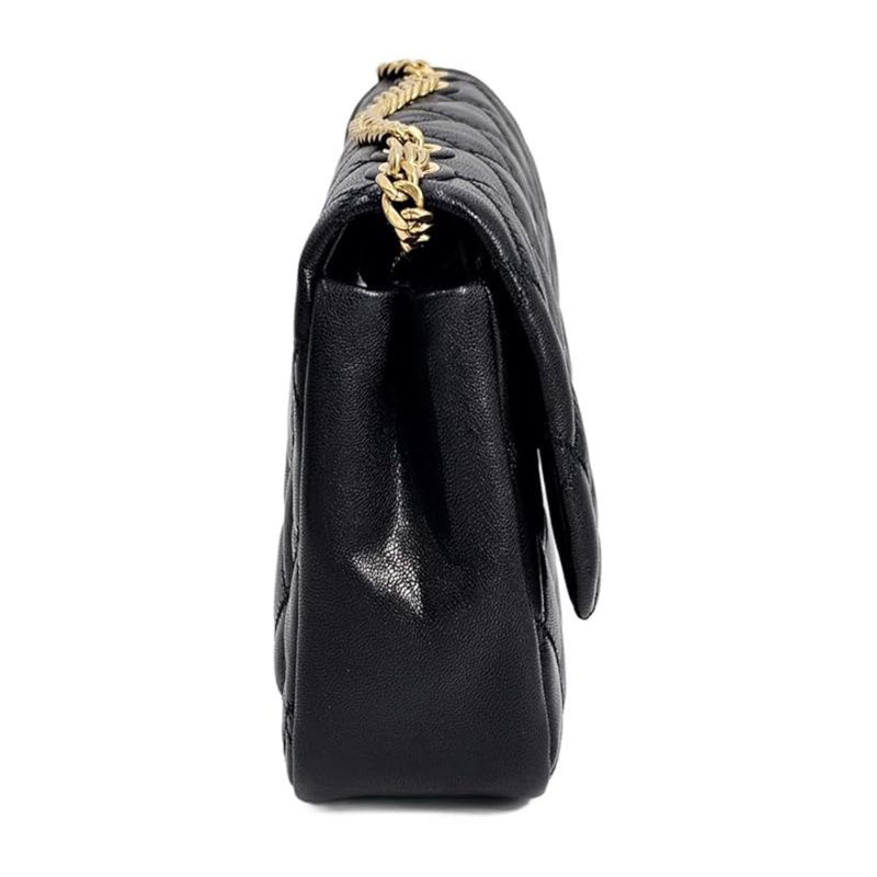 【TORY BURCH】菱格紋黑金鏈帶側背包-黑色-2