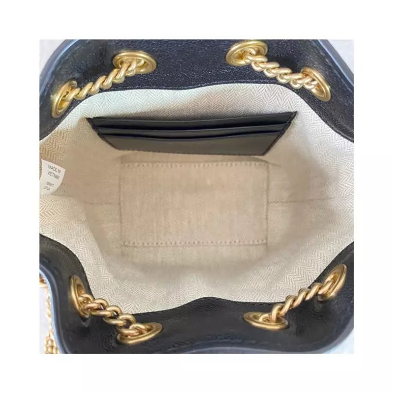 【TORY BURCH】菱格紋鏈帶水桶包-黑色-3