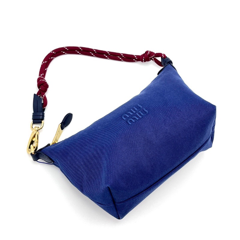 MIUMIU 靛藍拼莧菜紅hobo腋下餃子飯盒包 18*13*9 98新配件塵袋-3