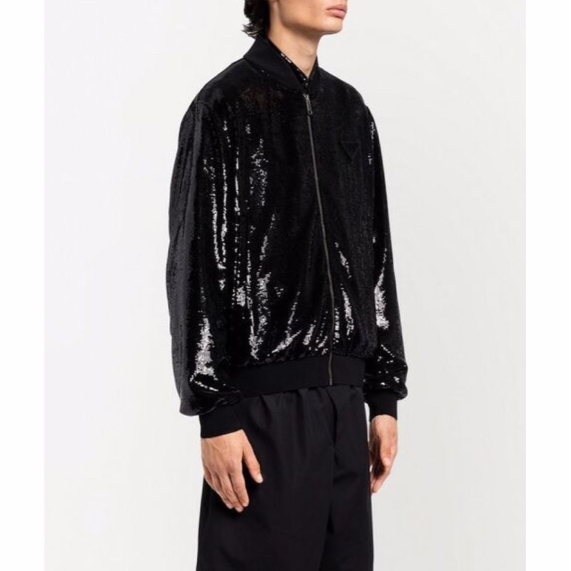 Prada 男士 黑色徽標休閒夾克L XL XXL碼-3