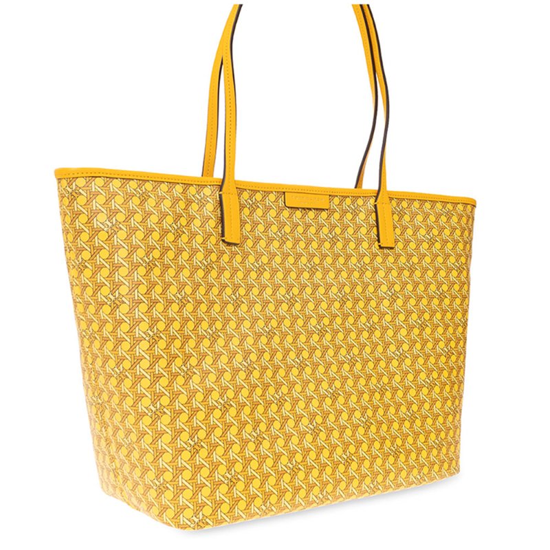 【TORY BURCH】格紋LOGO托特包-黃色-1