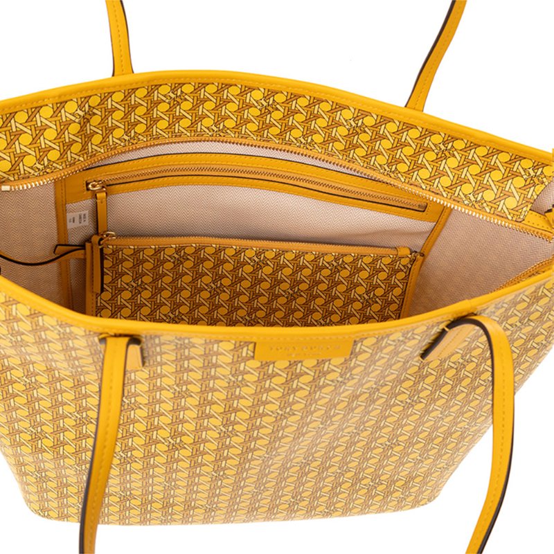 【TORY BURCH】格紋LOGO托特包-黃色-2