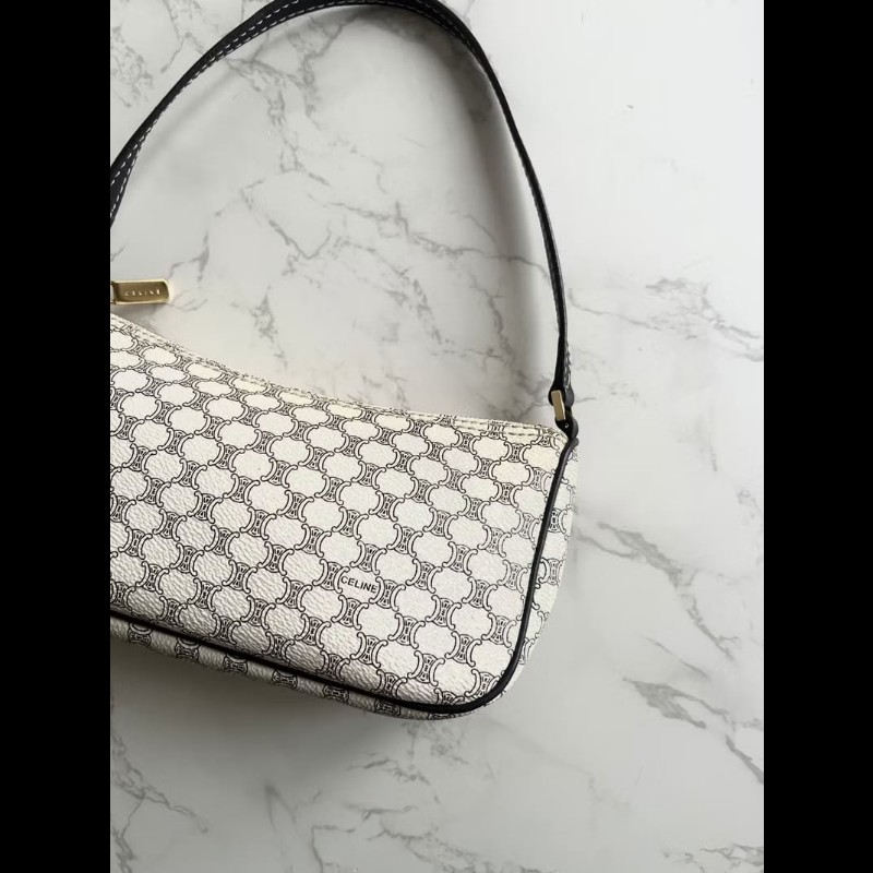 【LA LUNE】絕版中古包 Celine黑白色老花流浪包 腋下包 側背包 單肩包 二手-1