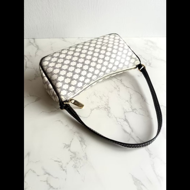 【LA LUNE】絕版中古包 Celine黑白色老花流浪包 腋下包 側背包 單肩包 二手-2