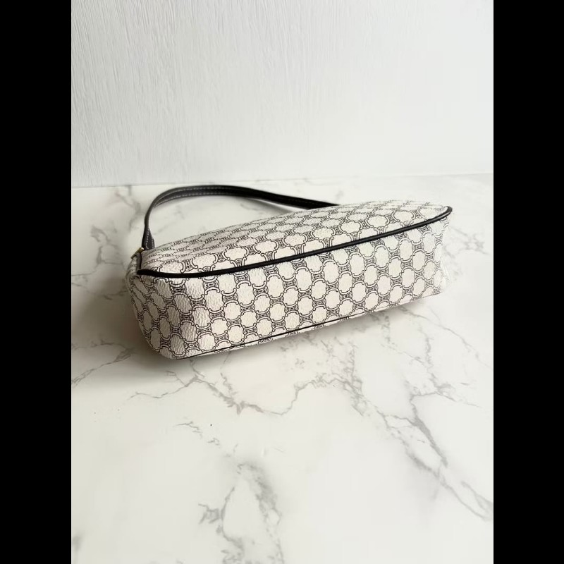 【LA LUNE】絕版中古包 Celine黑白色老花流浪包 腋下包 側背包 單肩包 二手-4