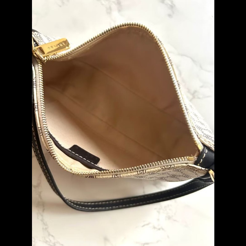 【LA LUNE】絕版中古包 Celine黑白色老花流浪包 腋下包 側背包 單肩包 二手-6