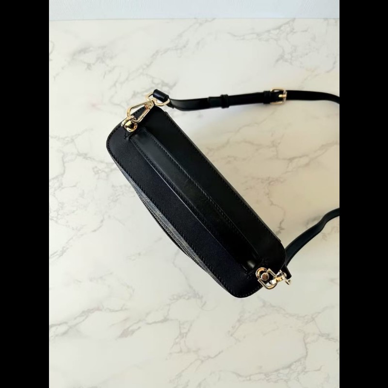 稀有款中古二手Celine黑色老花盒子側背包 斜背包 皮革包 單肩包-6