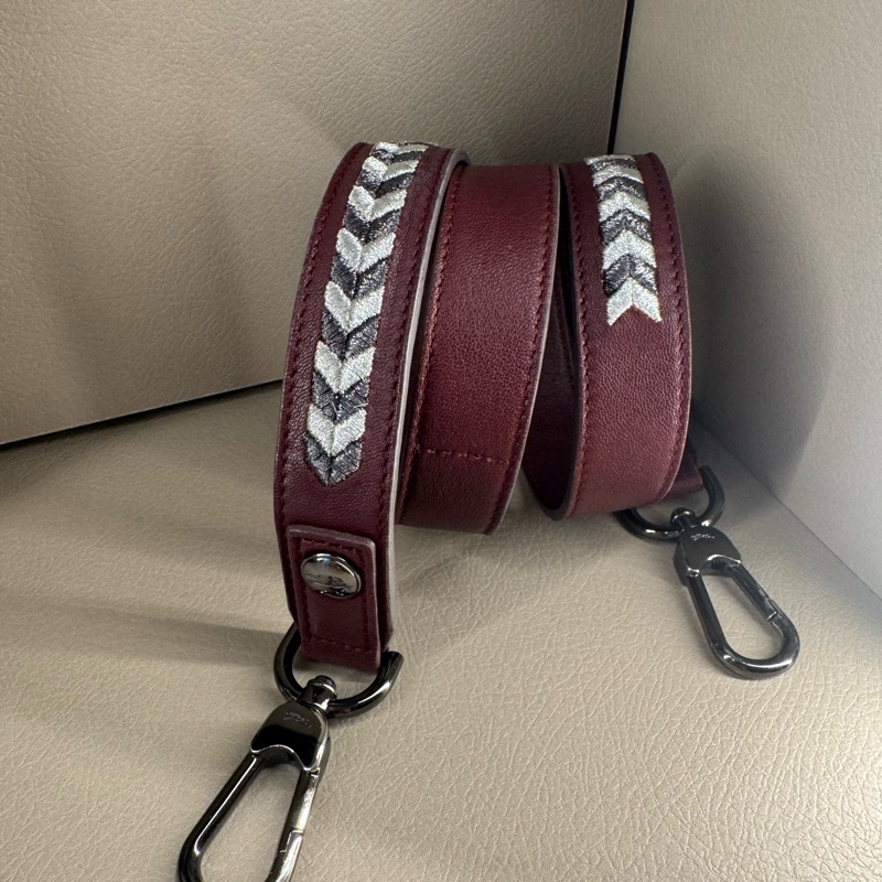 Longchamp 真皮斜背背帶 100cm 酒紅色｜101專櫃購入附購證｜可搭配 Longchamp Mademoiselle灰色，亦可與愛馬仕錫器灰、愛馬仕紅搭配-4