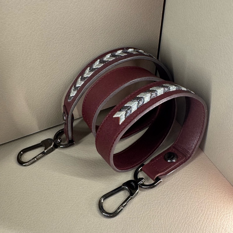 Longchamp 真皮斜背背帶 100cm 酒紅色｜101專櫃購入附購證｜可搭配 Longchamp Mademoiselle灰色，亦可與愛馬仕錫器灰、愛馬仕紅搭配-5