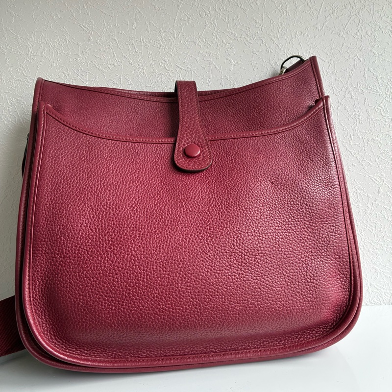 Hermes 酒紅色🄾刻Evelyne 29 斜背 肩背都可以-2